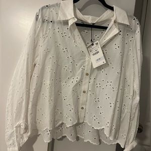 Zara Eyelet Cotton Top